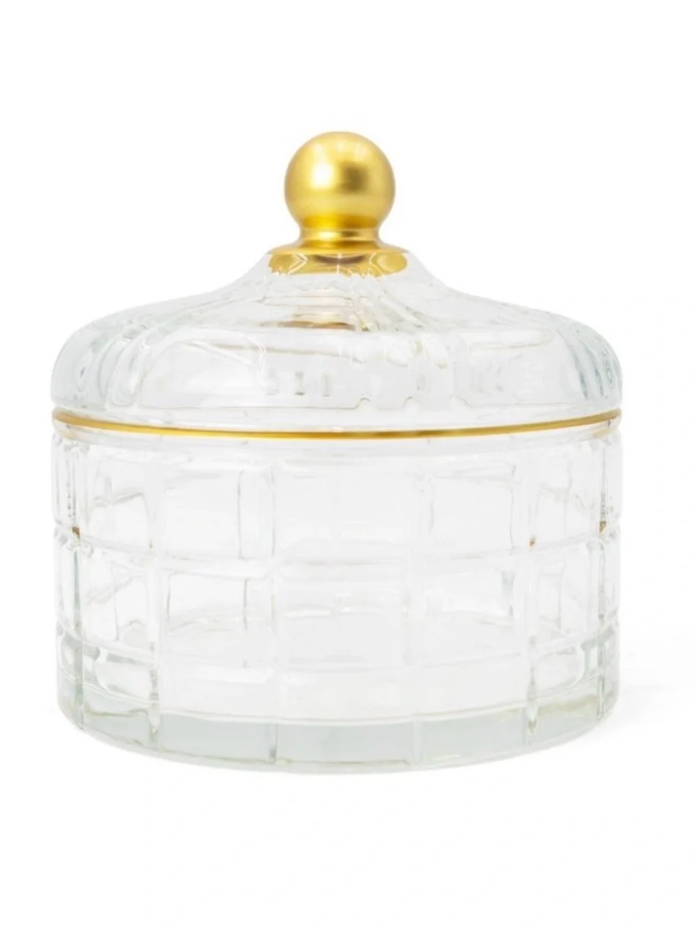Target Clear & Gold Glass Trinket Box Vanity Bathroom Kitchen Candy Dish Storage